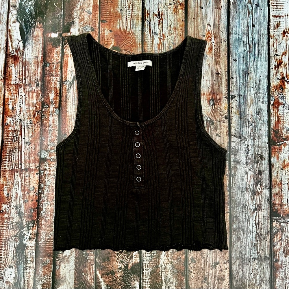 American Eagle Black Sleeveless Cropped Top